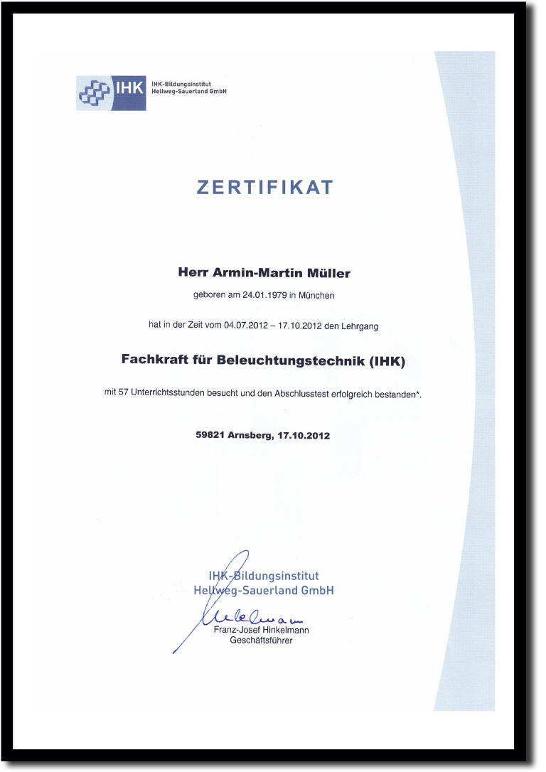 Beleuchtungsfachkraft (Mittel)